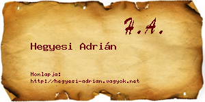 Hegyesi Adrián névjegykártya